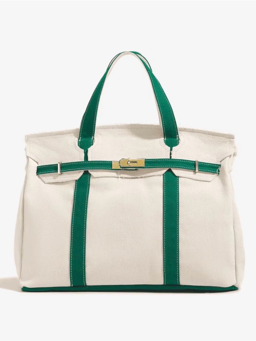Boatkin Canvas with Green Strap Tote